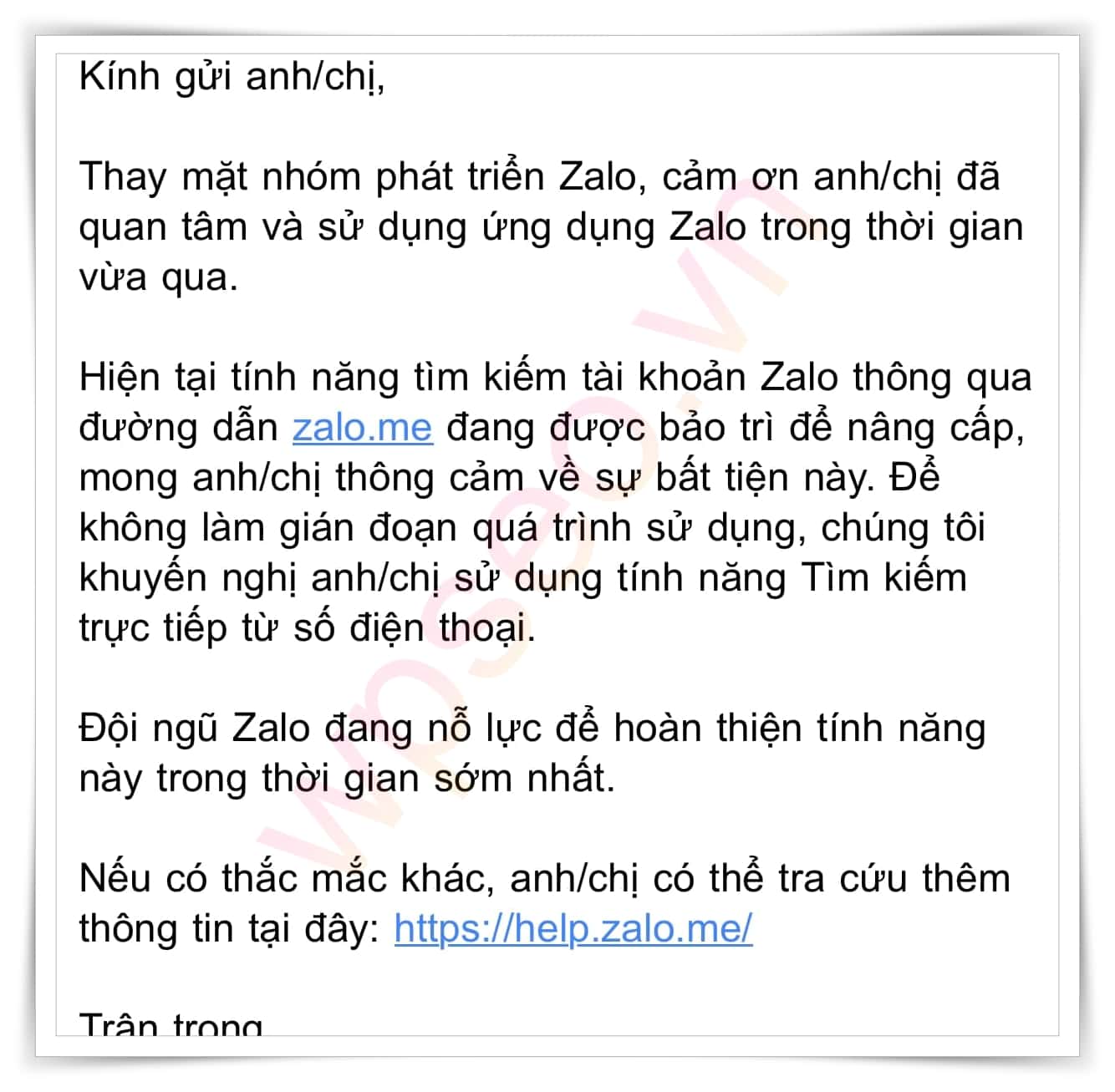 Hướng dẫn Fix lỗi liên hệ Zalo