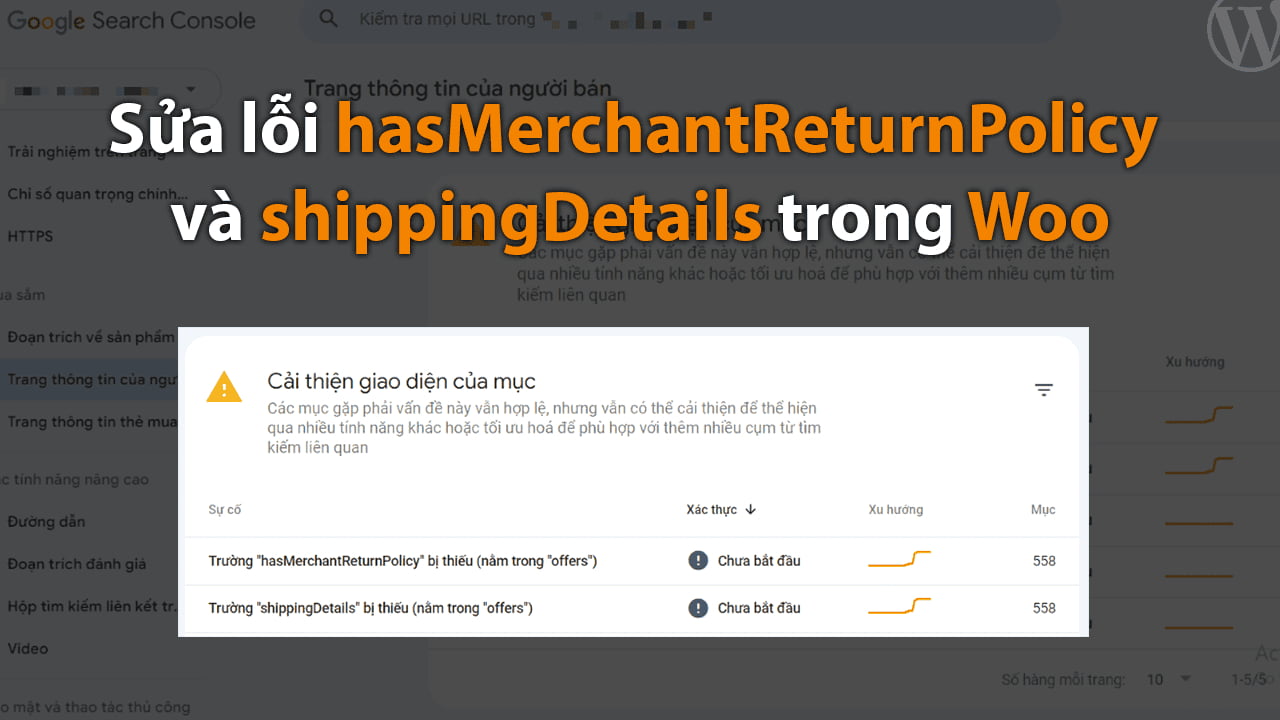 Khắc phục lỗi hasMerchantReturnPolicy và shippingDetails