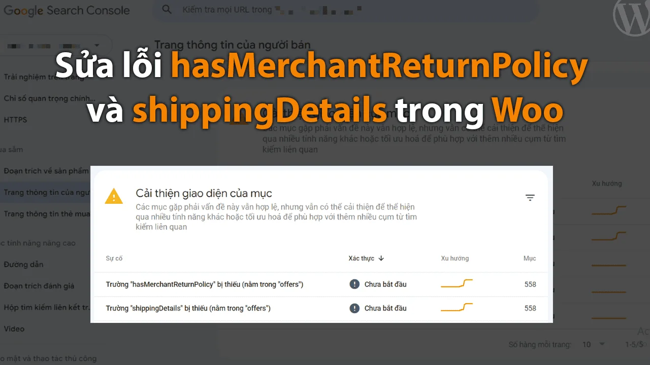 Khắc phục lỗi hasMerchantReturnPolicy và shippingDetails